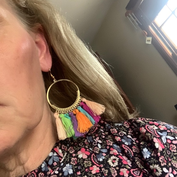 Tassel Hoop Earrings - Picture 7 of 9